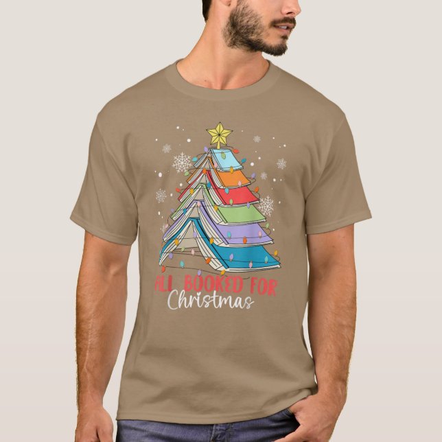Camiseta All Booked For Christmas Book Christmas Tree Light (Frente)