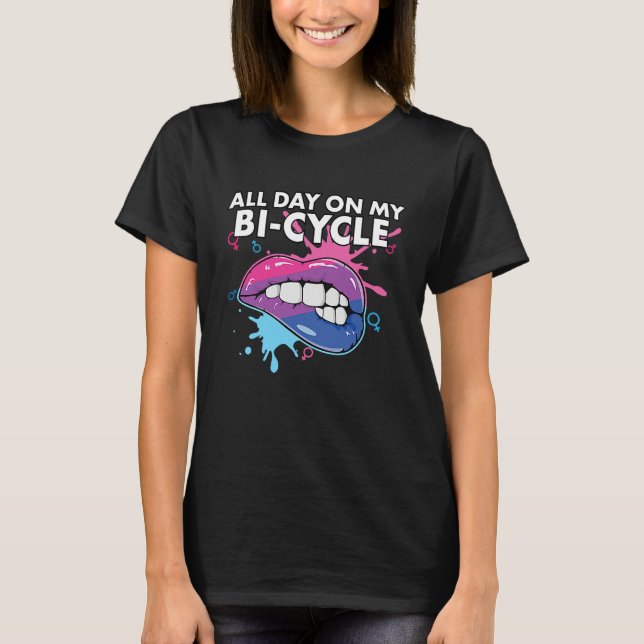 Camiseta All Day On My Bi cycle Bisexual Rainbow Pride LGBT (Frente)