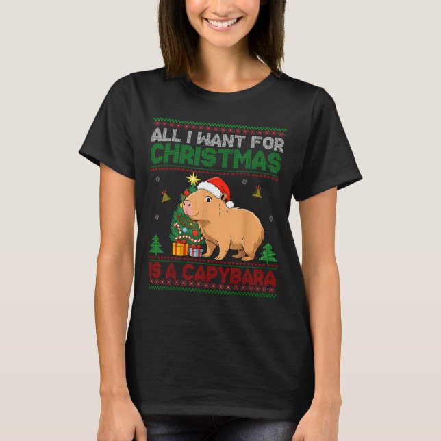 Camiseta All I Want For Christmas Is A Capybara Ugly Sweate (Frente)