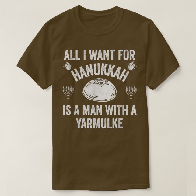 Camiseta All I want For Hanukkah Yarmulke Jewish Kippah Lat (Frente do Design)