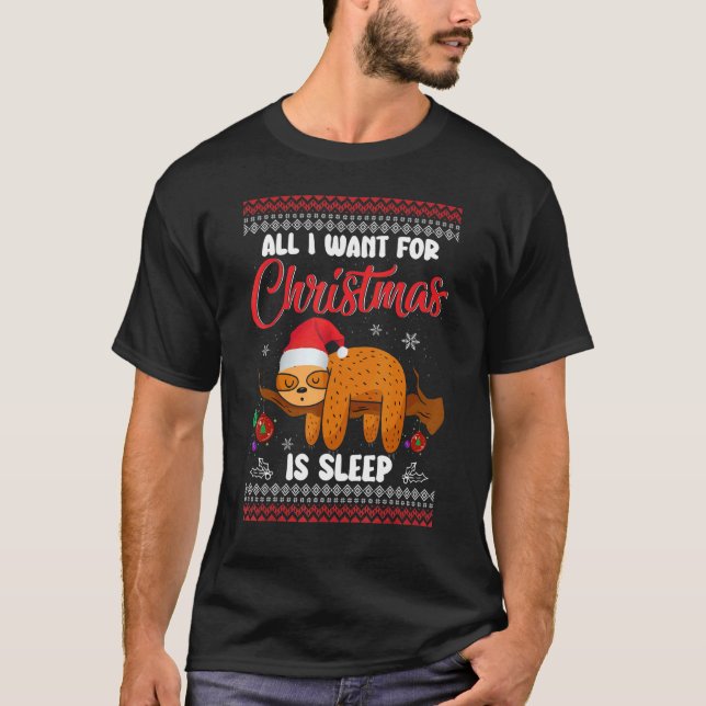 Camiseta All I Want For Xmas Is Sleep  Sloth Boys Girls Kid (Frente)