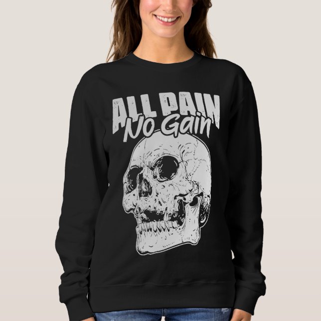 Camiseta All Pain No Gains Skull Fitness Gym Slogans for Bo (Frente)