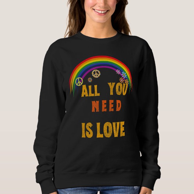 Camiseta All You Need is Love Peace Sign LOVE 60s 70s Tie D (Frente)