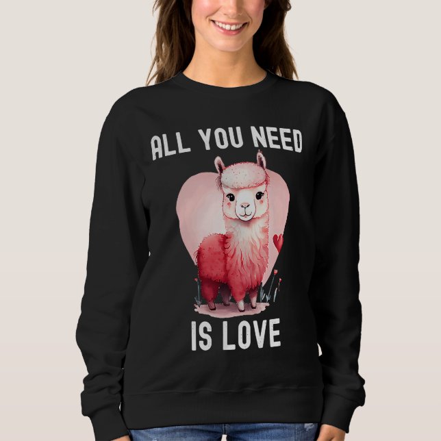Camiseta All you need is love with heart Llama Valentine's  (Frente)