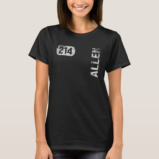 Camiseta Allen Texas 214 Area Code Vintage Retro (Frente)