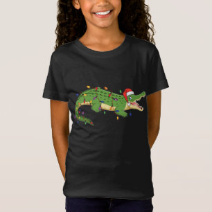 Camiseta Alligador Cento com Papais noeis Luzes de Natal X