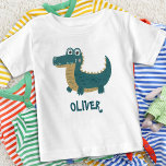 Camiseta Alligador De Bebês Cute Funny Personalizado<br><div class="desc">Uma camiseta de jacaré verde-engraçada e engraçada para desenho animado personalizado.</div>