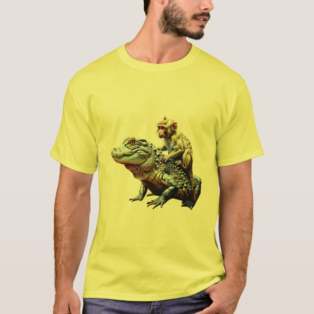 Camiseta Alligador Monkey Riding - Amizade Exclusiva para A (Frente)
