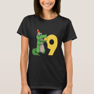 Camiseta Alligator 9º Aniversário 9 Anos Ancião Crocodilo