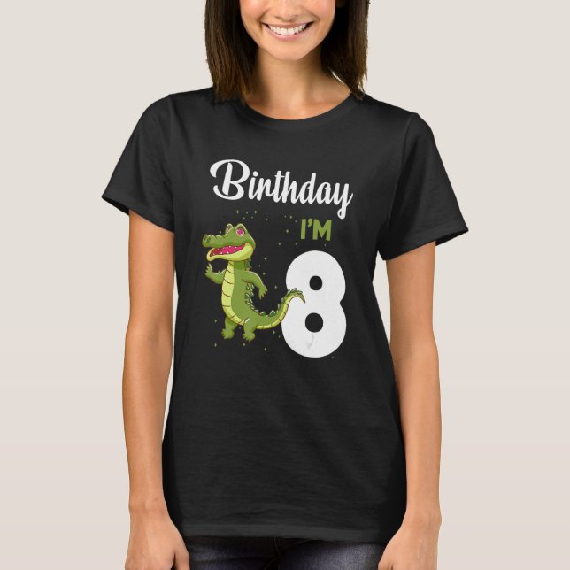 Camiseta Alligator Birthday, 8 anos Crianças do Coelho Meni (Frente)