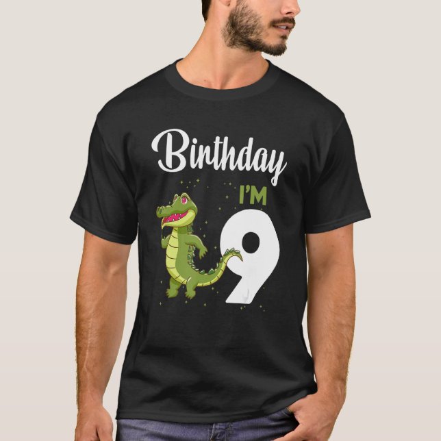 Camiseta Alligator Birthday, 9 Anos Raparigas Coelho Rapari (Frente)