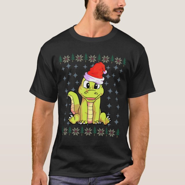Camiseta Alligator Christmas Santa Hat Crocodile (Frente)