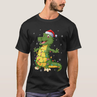 Camiseta Alligator Christmas Santa Hat Lighting Classic T-S