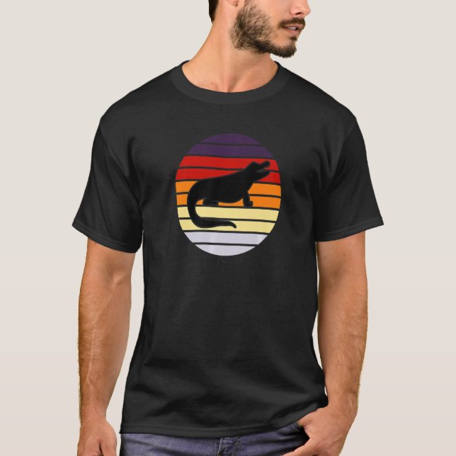 Camiseta Alligator Crocodilo Retro Sunset Lover Cubo Rétil (Frente)