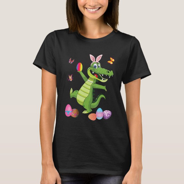 Camiseta Alligator E Coelho Coelho Que Ovos De Páscoa Feliz (Frente)