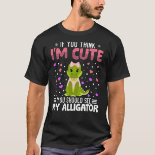 Camiseta Alligator Heart Dia de os namorados Animal Para Mu