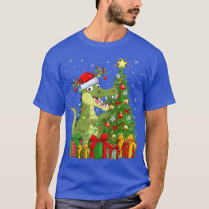 Camiseta Alligator Lighting Xmas Tree Santa Hat Alligator C