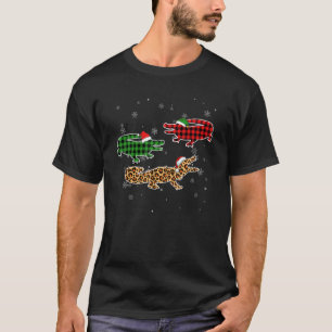 Camiseta Alligator Santa Hat Natal Pajama Buffalo Plai