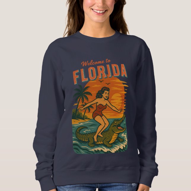 Camiseta Alligator Surfing Coastal Life Graphic Retro Surf (Frente)