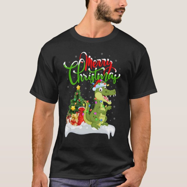 Camiseta Alligator   Xmas Decorations Santa Alligator Chris (Frente)