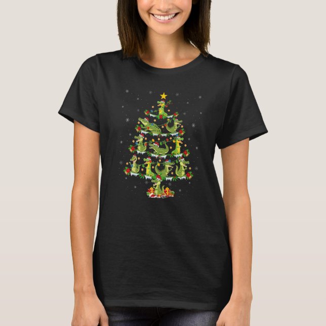 Camiseta Alligator  Xmas Lights Alligator Christmas Tree (Frente)