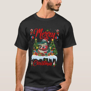 Camiseta Alligator Xmas Tree Lighting Papais noeis Alligato