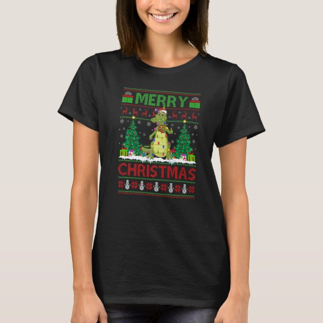 Camiseta Alligator  Xmas Tree Ugly Santa Alligator Christma (Frente)