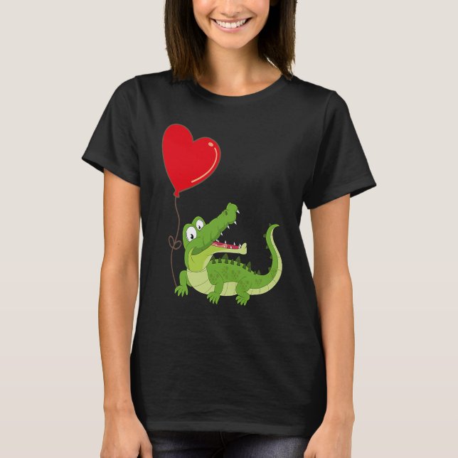 Camiseta Alligators With Heart Balloon Valentines Day Love  (Frente)