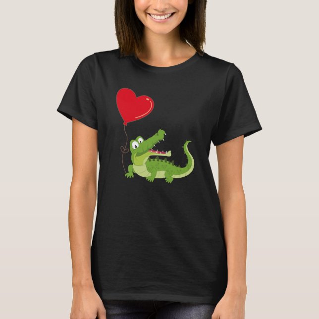 Camiseta Alligators With Heart Balloon Valentines Day Love  (Frente)