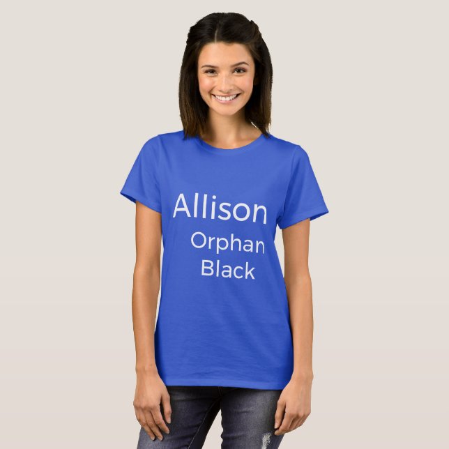 Camiseta Allison de fonte simples de preto órfão fácil de l (Frente Completa)