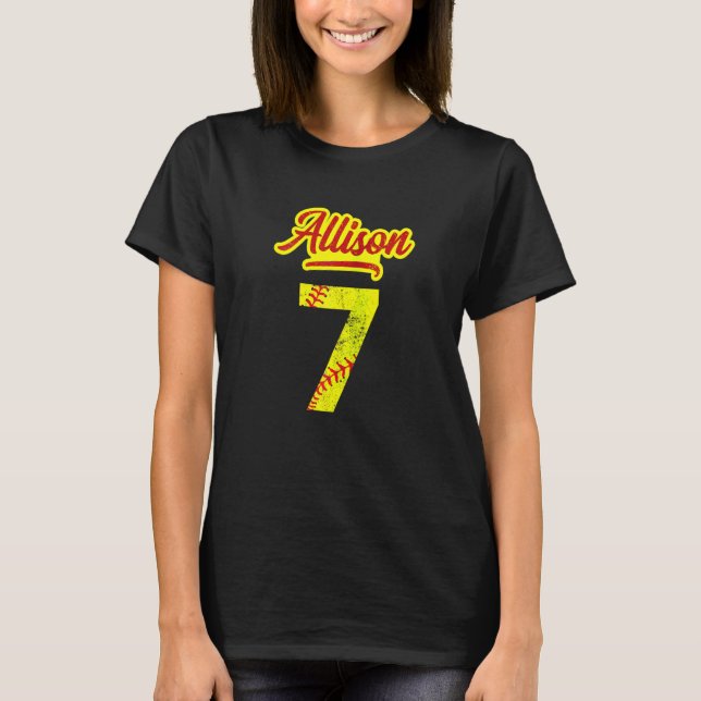 Camiseta Allison Softball No. 7 Jersey Número 7 Catcher & P (Frente)