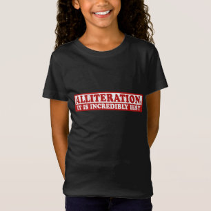 Camiseta Alliteração, escrevendo criativo engraçado