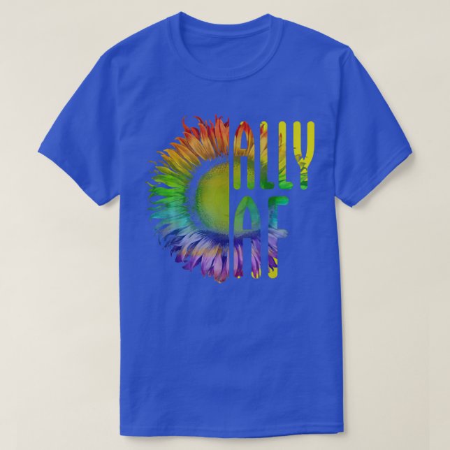 Camiseta Ally AF Gay Pride Month LGBT Rainbow Sunflower  (Frente do Design)
