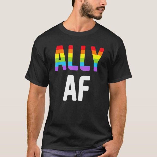 Camiseta Ally AF LGBTQ Lesbian Gay Pride Support Advocate M (Frente)