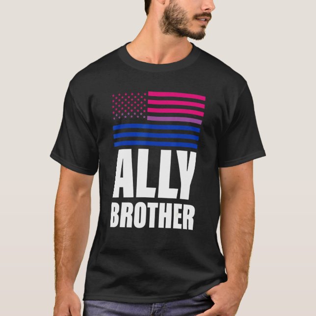 Camiseta Ally Brother Bisexual Flag Lgbt Orgulho gay (Frente)
