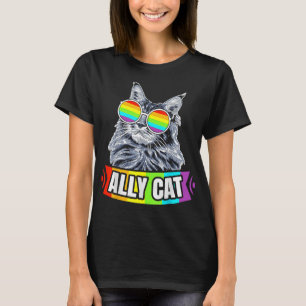 Camiseta Ally Cat Hetero LGBT Supporter Orgulho gay Ally Ra