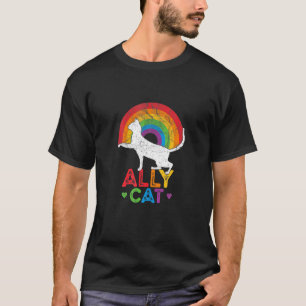 Camiseta Ally Cat LGB Rainbow Gay Lésbian Support Grunge