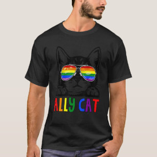 Camiseta Ally Cat Lgbt Gay Rainbow Pride Flag Boys Men Girl