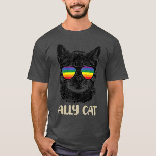 Camiseta Ally Cat LGBT Gay Rainbow Pride Flag Boys Men Girl