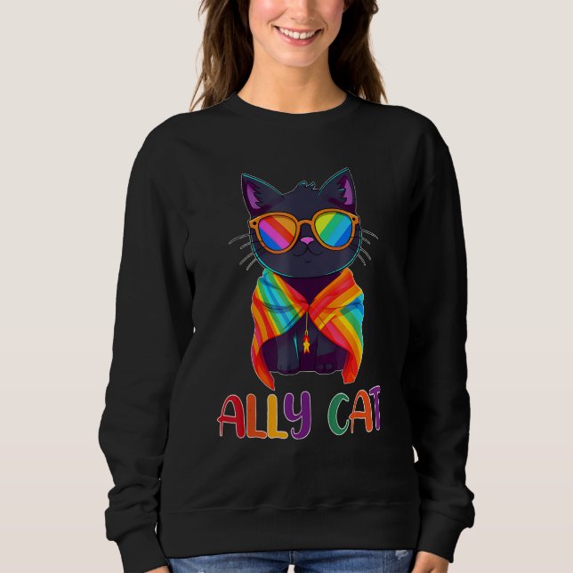 Camiseta Ally Cat LGBT Gay Rainbow Pride Flag  Cat  2 (Frente)