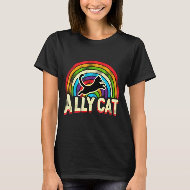 Camiseta Ally Cat Lgbt Pride Cat  (Frente)