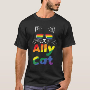 Camiseta Ally Cat Pride Mês Hetero Ally Gay LGBTQ LGBT