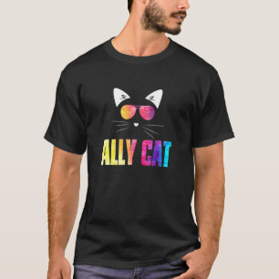 Camiseta Ally Cat Rainbow Óculos suntuosos Orgulho gay ali