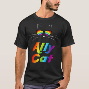 Camiseta Ally Cat Rainbow Óculos suntuosos Orgulho gay ali