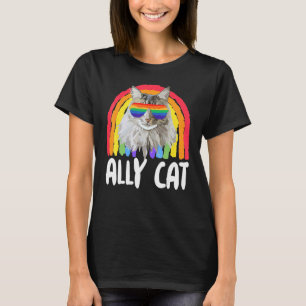 Camiseta Ally Cat Rainbow Óculos suntuosos Orgulho gay alia