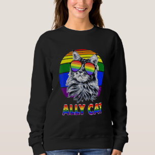 Camiseta Ally Cat Rainbow Sunglass Lgbt Orgulho gay
