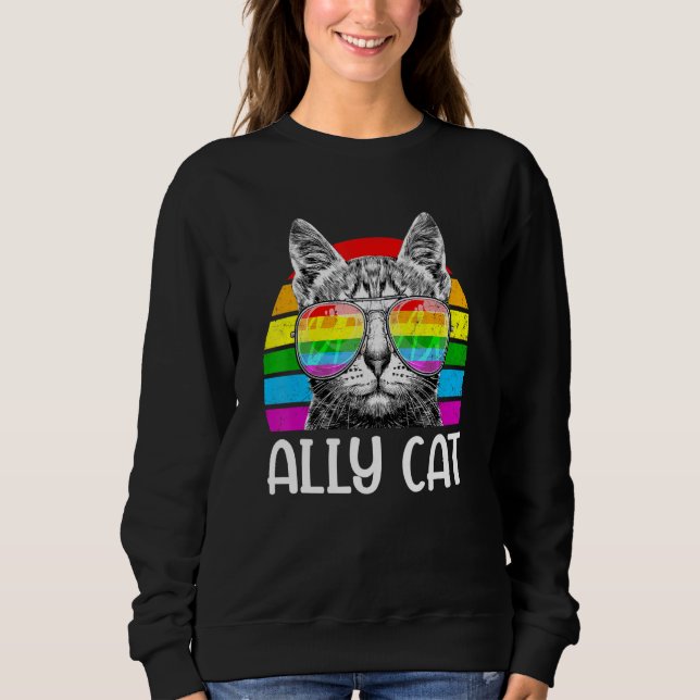 Camiseta Ally Cat Rainbow Sunvidros Lgbt Orgulho gay Kittys (Frente)