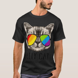 Camiseta Ally Cat shirt Ally Cat LGBTQ LGBT Flag LGBT Ally 