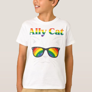 Camiseta Ally Cat Sunglass Gay Rainbow Pride LGBT Suporte