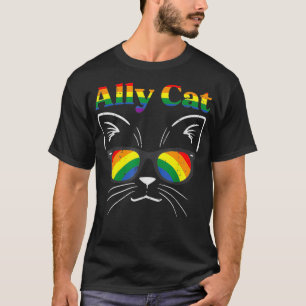 Camiseta Ally Cat Sunglass Gay Rainbow Pride LGBT Suporte